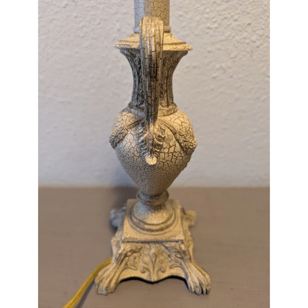 Berman Vintage Ornate Urn Table Lamp Crackle Glaze Resin 14